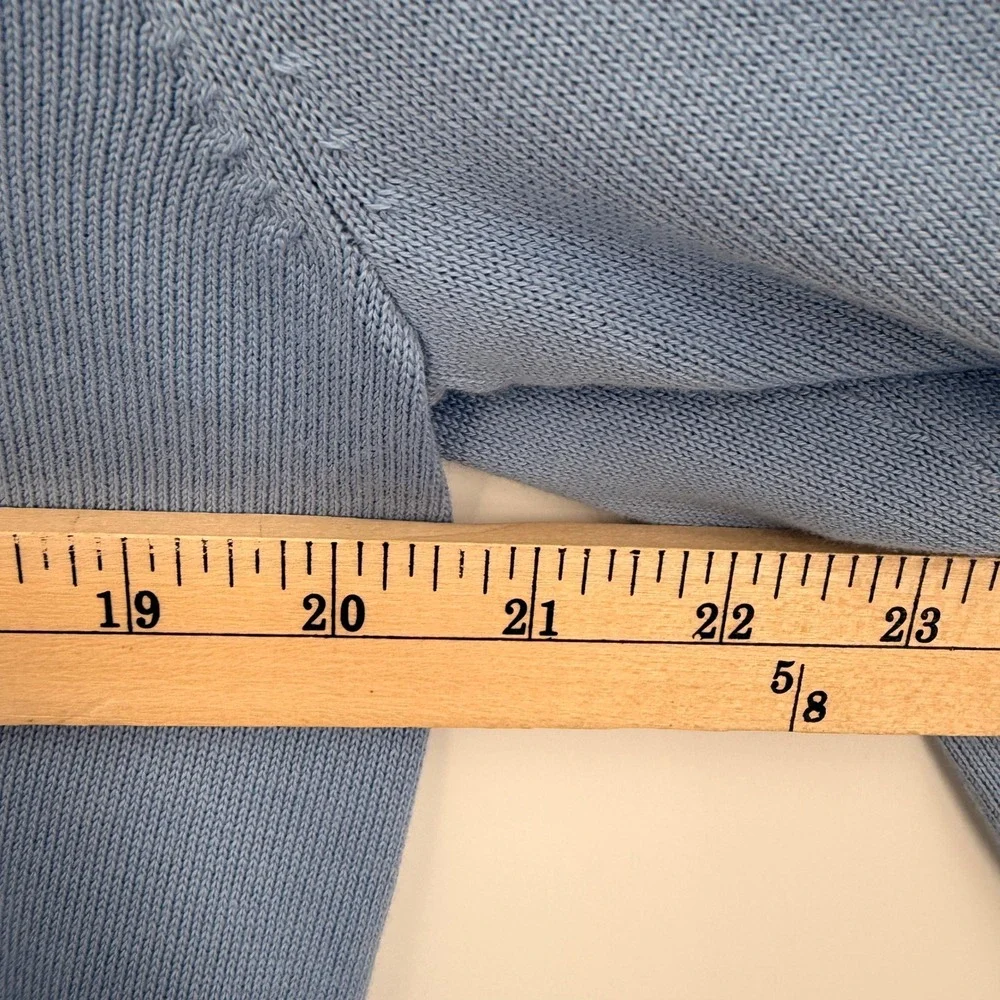 Lands End Shirt‎ Mens Supima Cotton Blue VNeck Coastal Preppy Lightweight M